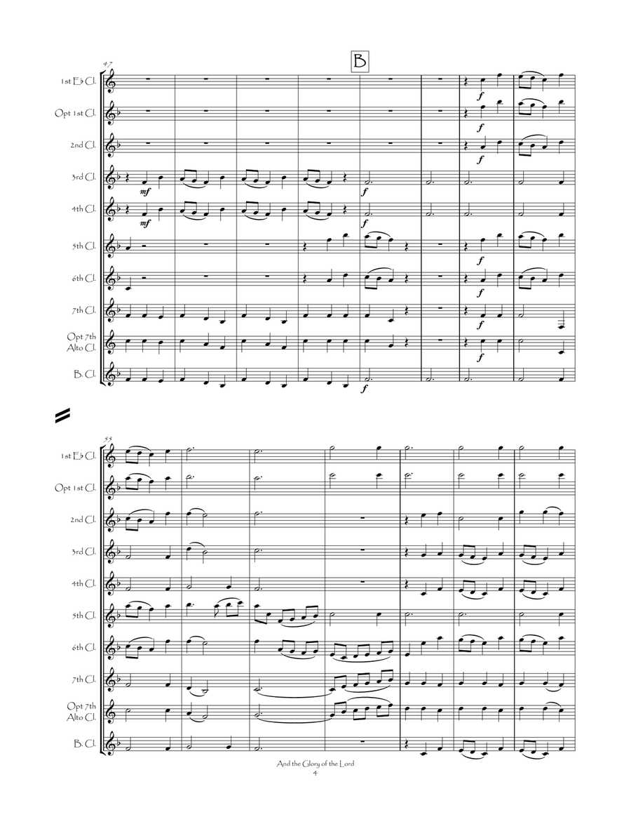And the Glory of the Lord from The Messiah for Clarinet Choir Clarinet Choir scores gallery preview page 5