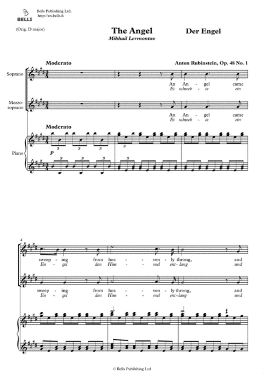 The Angel, Op. 48 No. 1 (E Major) Piano Accompaniment scores gallery preview page 1