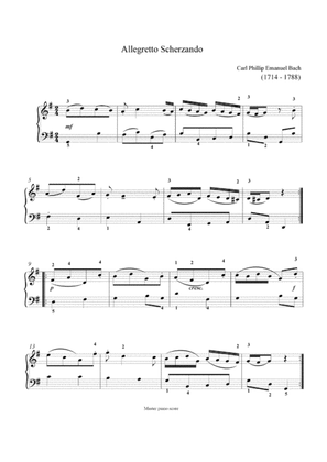 Book cover for CPE Bach - Allegretto Scherzando (Easy piano arrangement)
