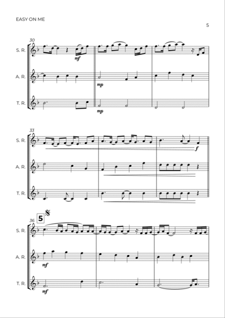 Easy On Me Soprano Recorder scores gallery preview page 5