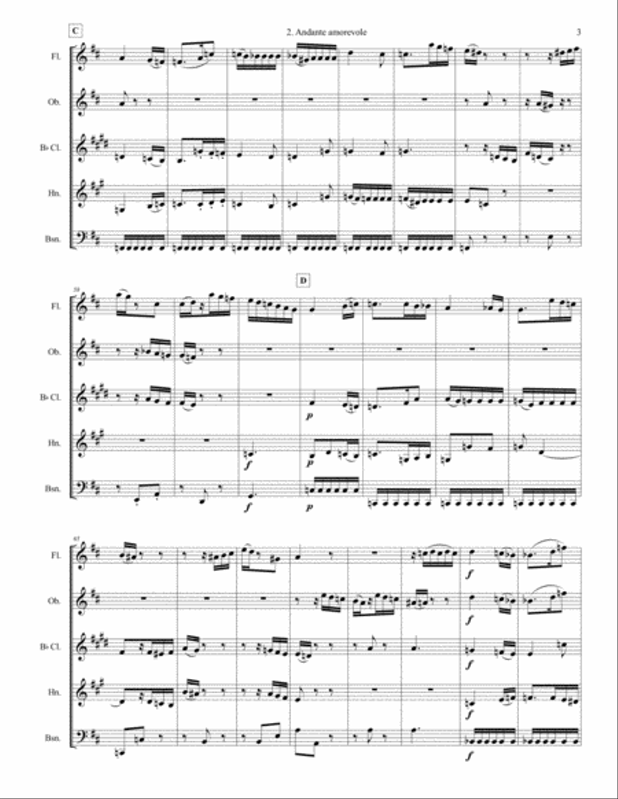 Andante and Menuetto from String Symphony 7 Woodwind Quintet scores gallery preview page 3