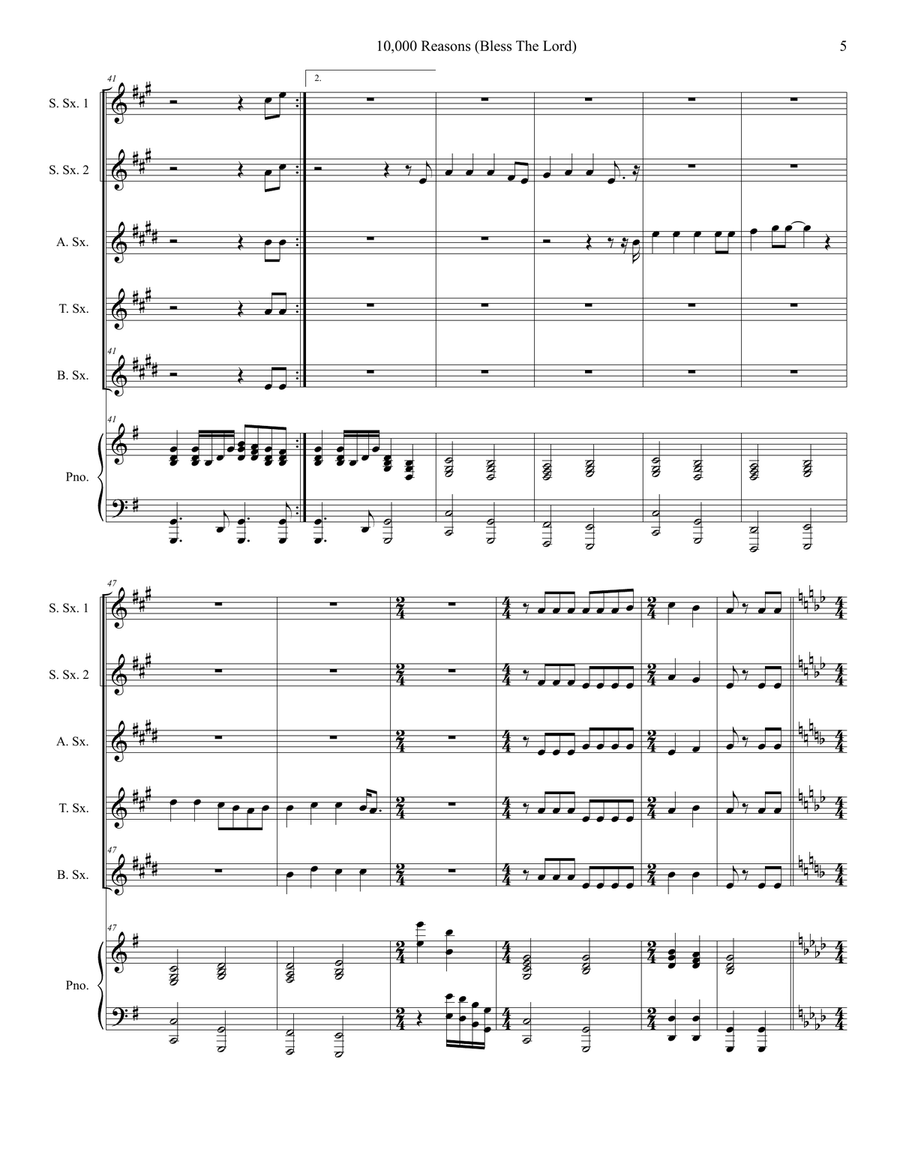 10,000 Reasons (Bless The Lord) Woodwind Quintet scores gallery preview page 5