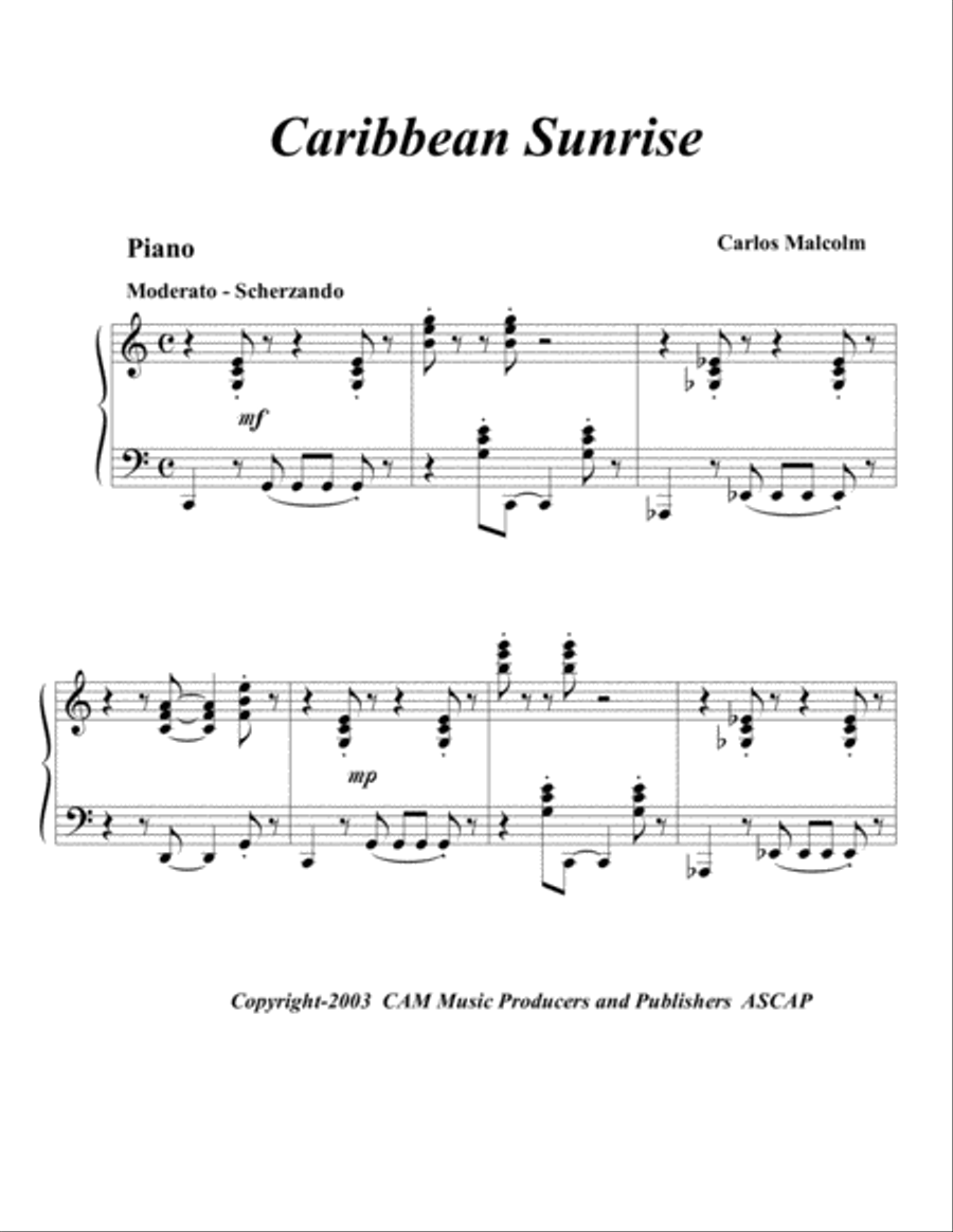 Caribbean Sunrise Piano Method scores gallery preview page 1