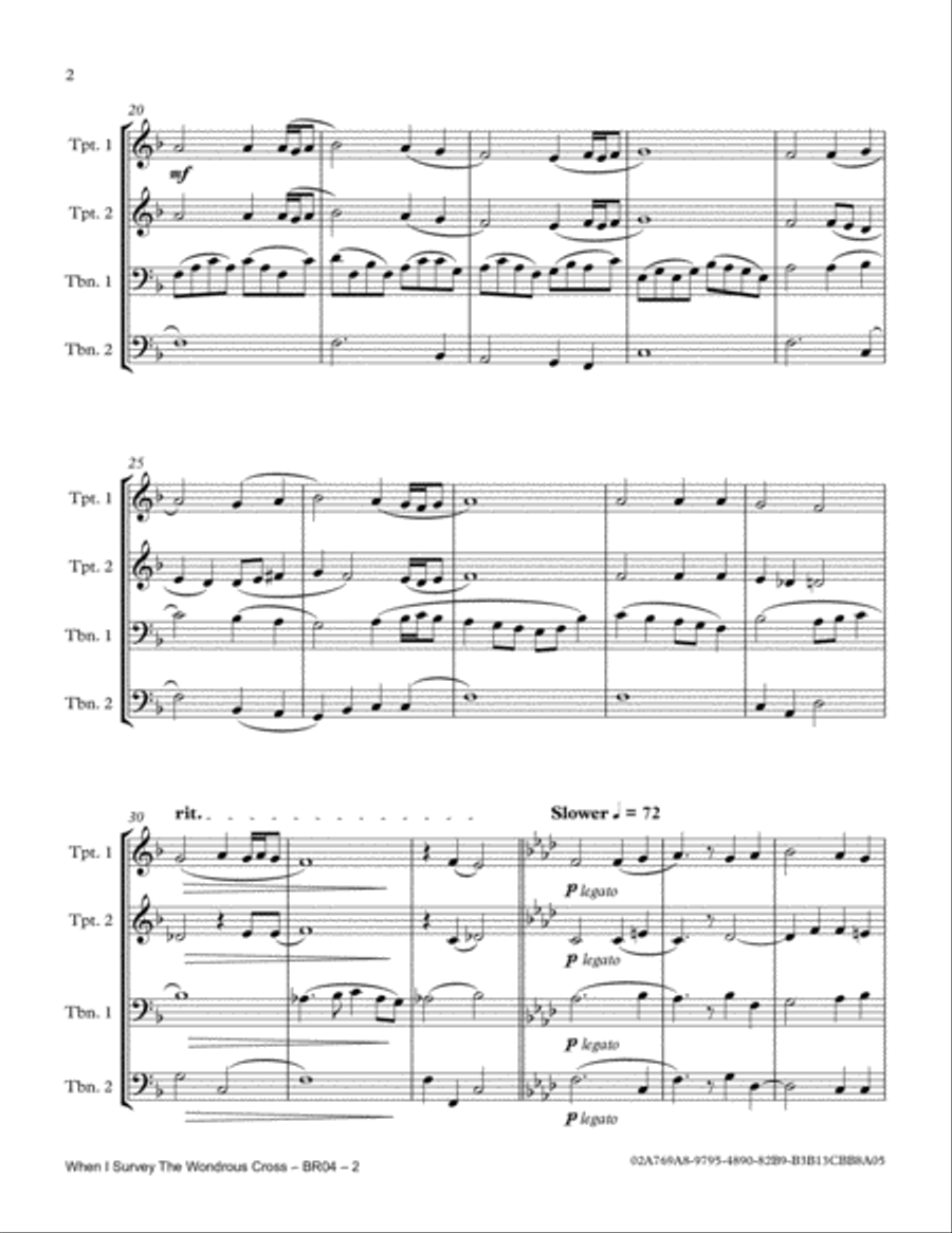 When I Survey The Wondrous Cross Brass Ensemble scores gallery preview page 5