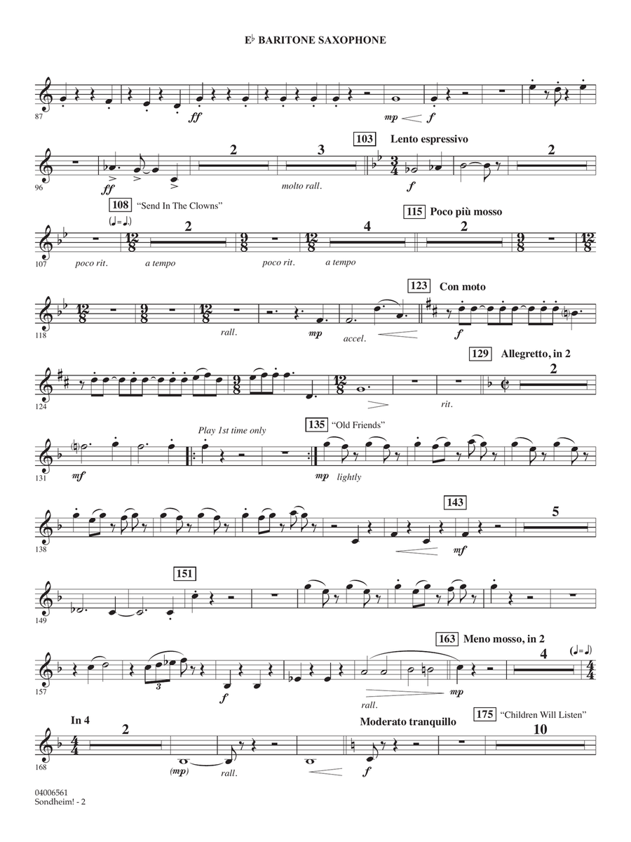 Sondheim! (arr. Stephen Bulla) - Eb Baritone Saxophone Concert Band scores gallery preview page 2