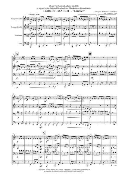 Turkish March Ländler - Beethoven - Brass Quartet image number null