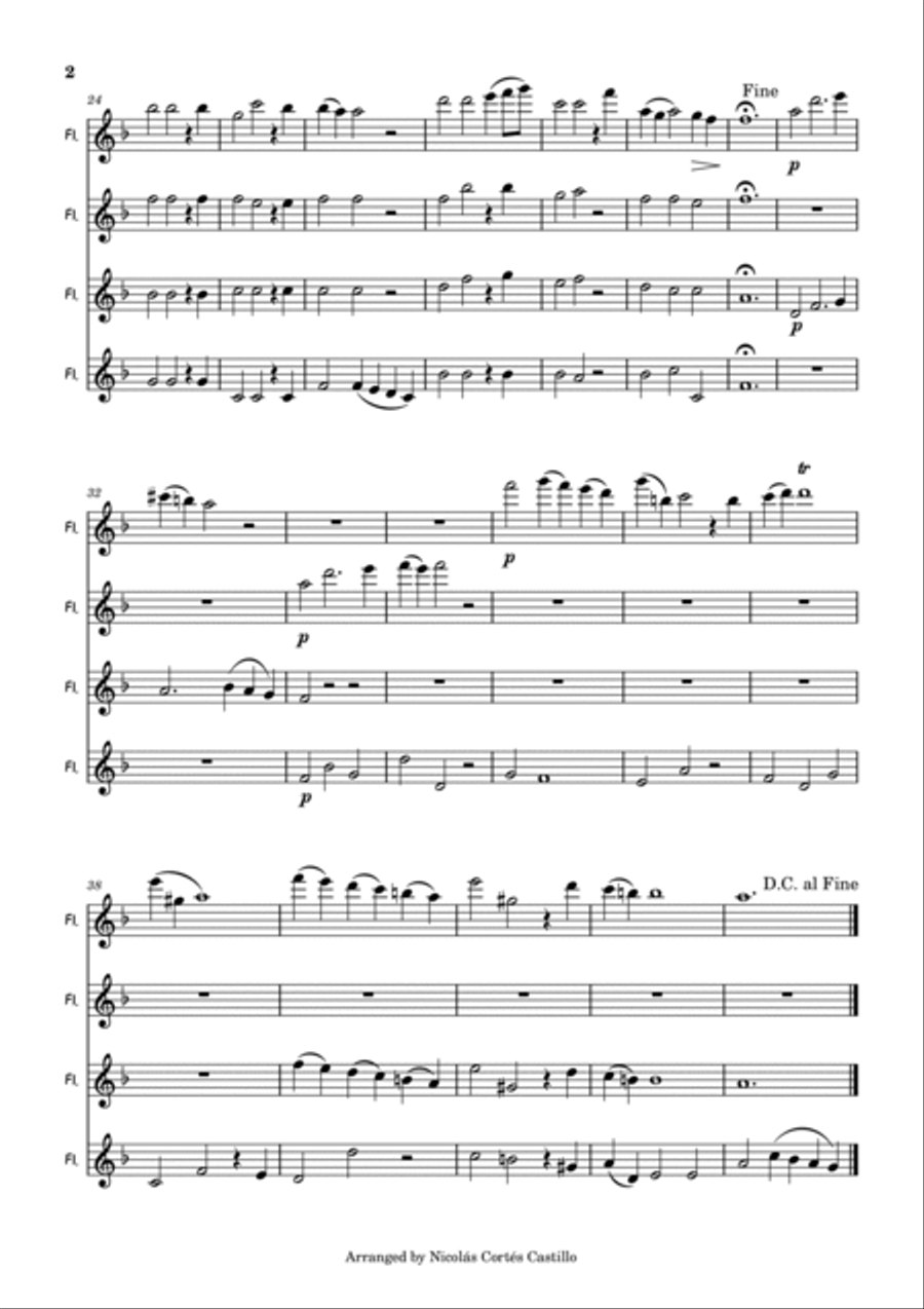 Handel - Lascia ch'io pianga - Flute Quartet Flute Quartet scores gallery preview page 3