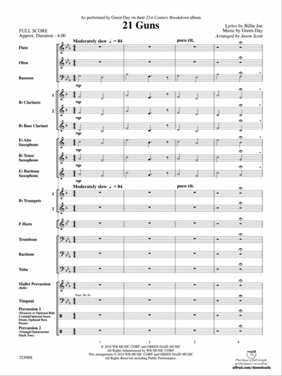 21 Guns Concert Band scores gallery preview page 2