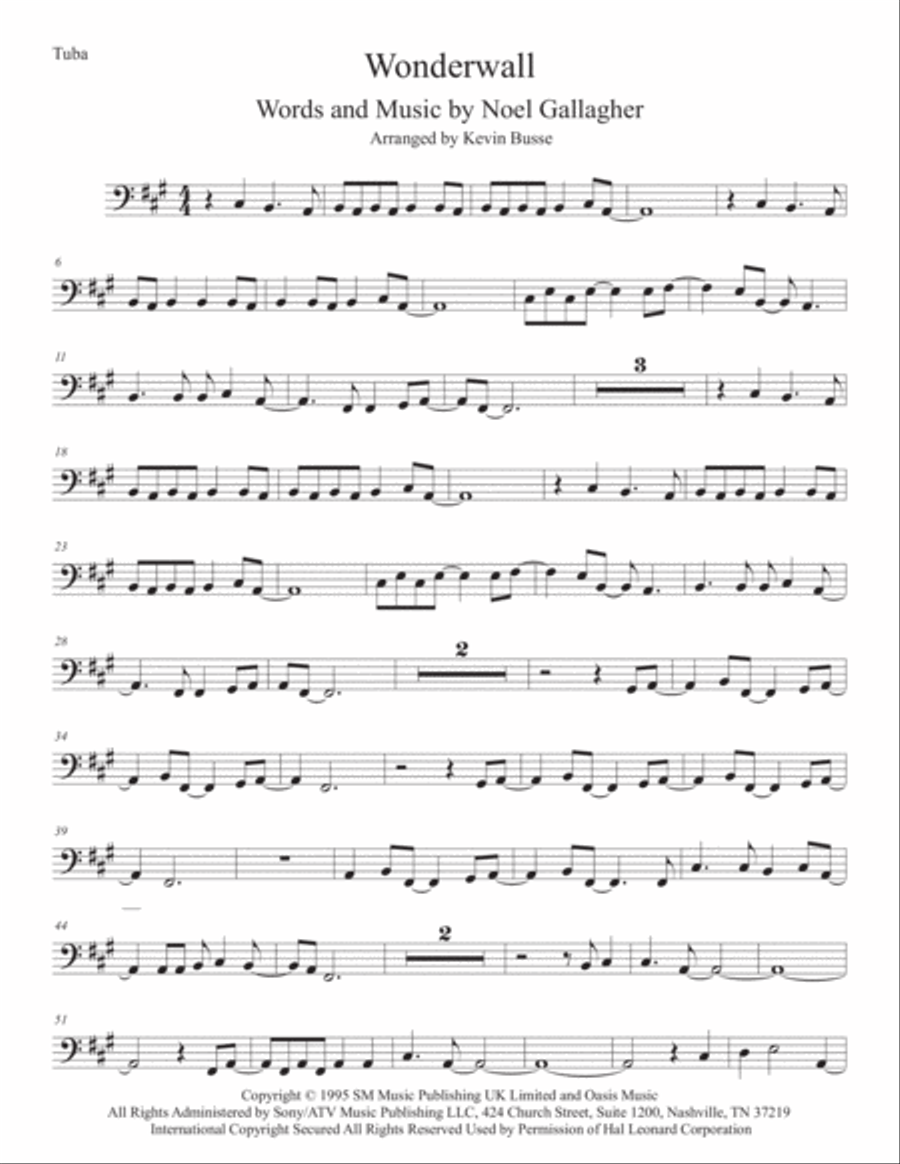 Wonderwall Tuba scores gallery preview page 1