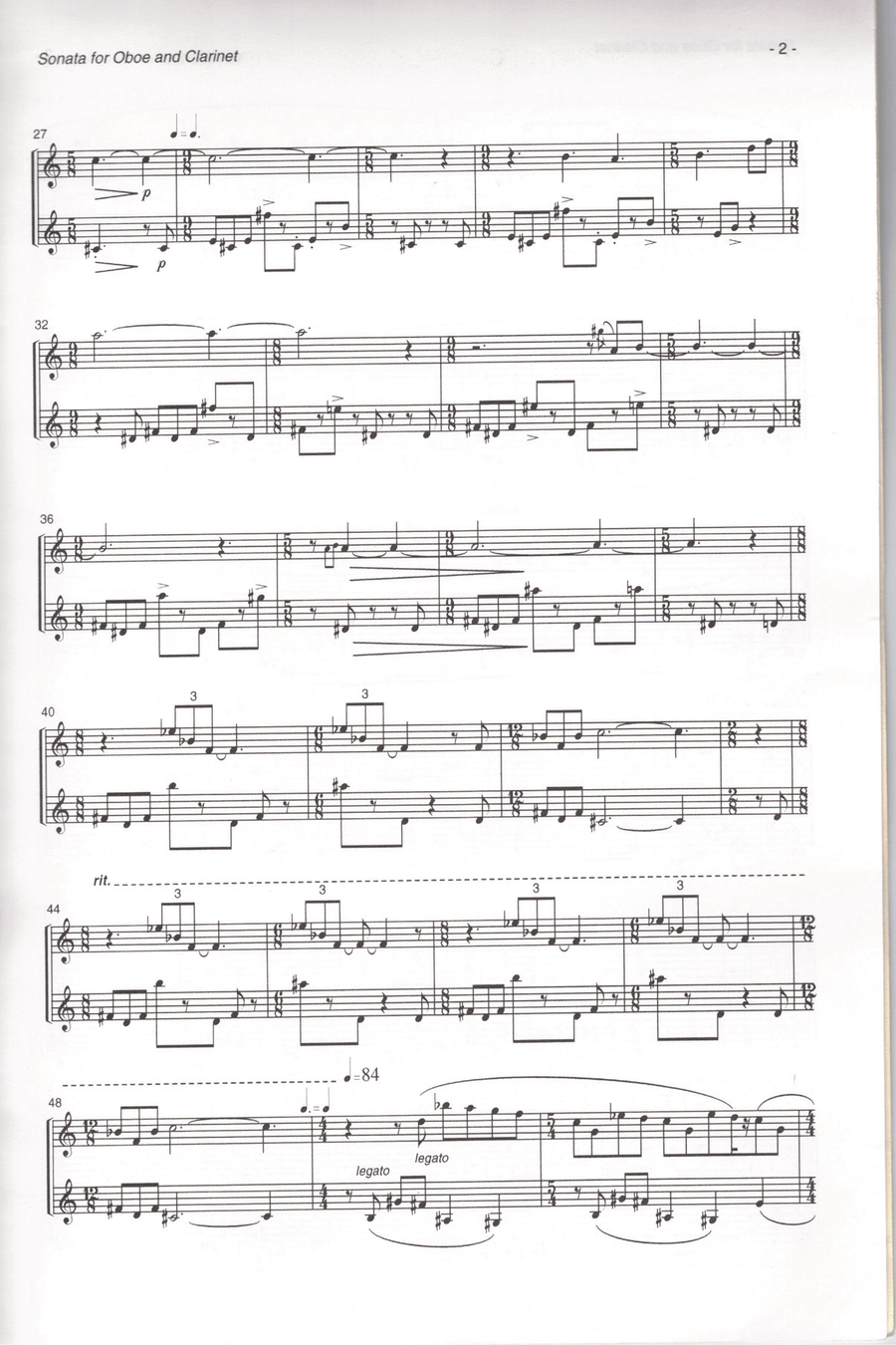 Sonata for Oboe and Clarinet Woodwind Duet scores gallery preview page 3