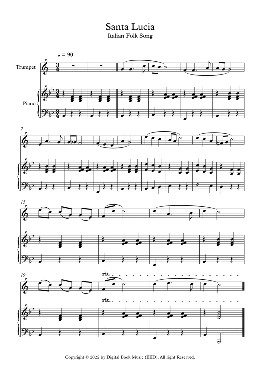 Santa Lucia - Italian Folk Song (Trumpet + Piano) image number null