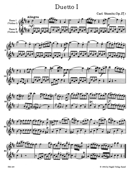 Sechs Duette fur zwei Floten oder Violinen. Heft 1, Op. 27