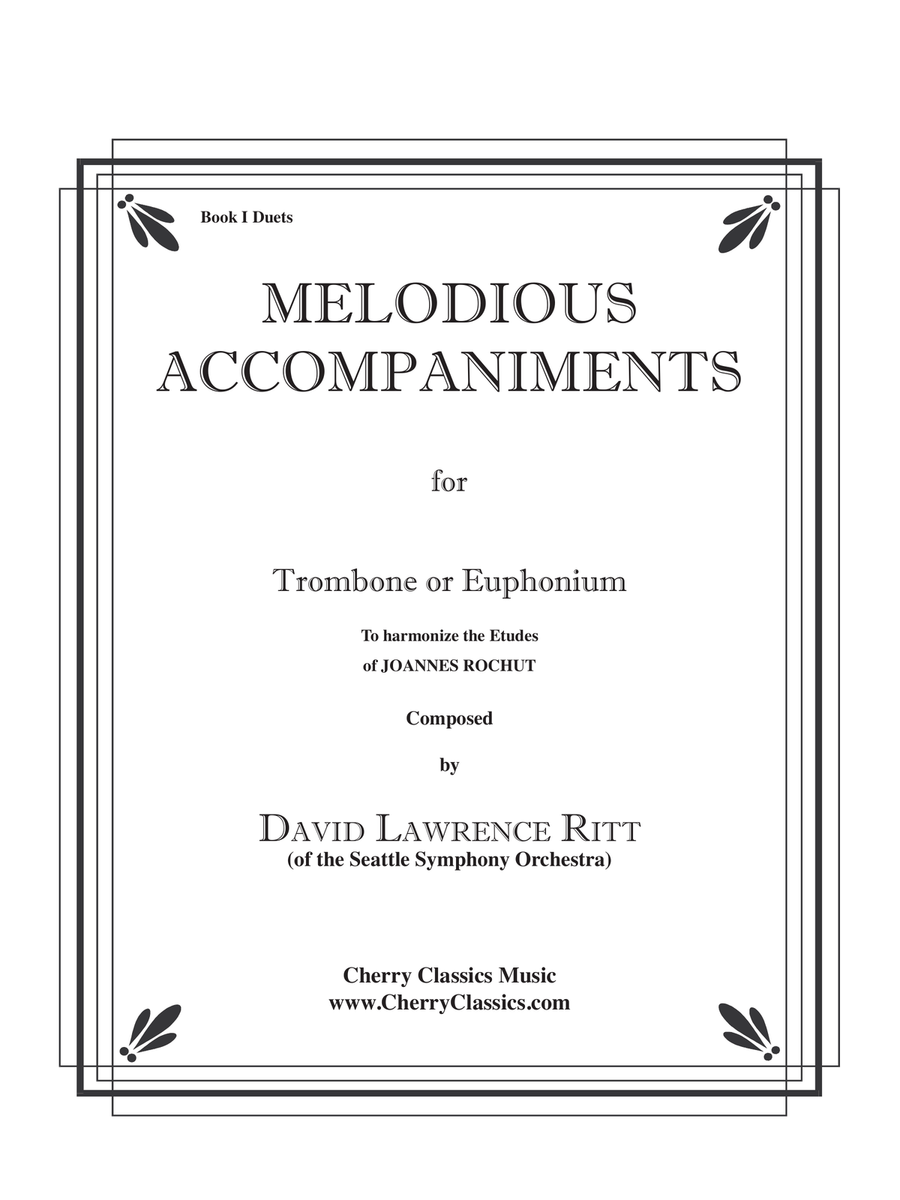 Book cover for Melodious Accompaniments to Rochut Etudes Book 1 for Trombone or Euphonium