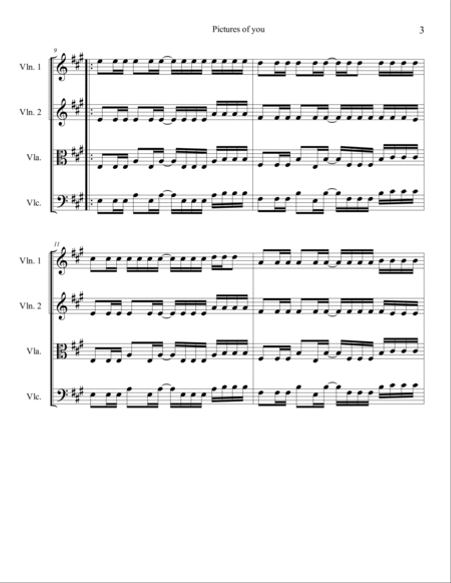 Pictures Of You Pictures Of You String Quartet scores gallery preview page 3