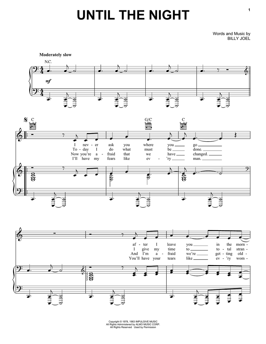 Until The Night Until The Night Piano, Vocal, Guitar scores gallery preview page 1