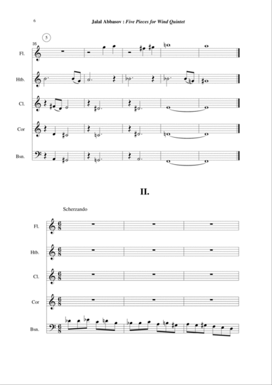 Five Pieces for Wind Quintet Woodwind Quintet scores gallery preview page 6