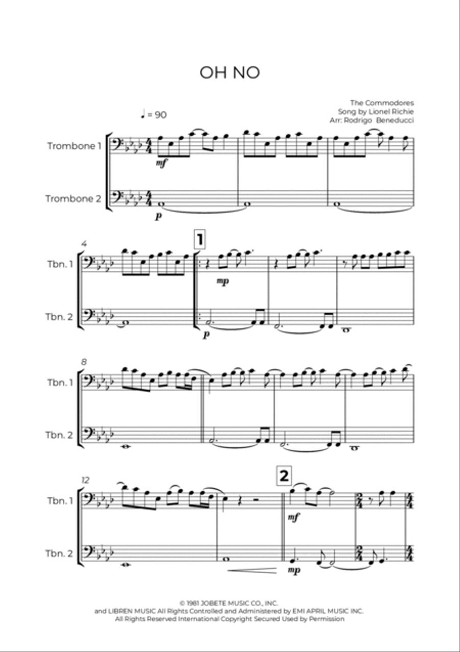 Oh No Trombone Duet scores gallery preview page 2