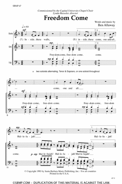 Freedom Come - SATB Octavo image number null