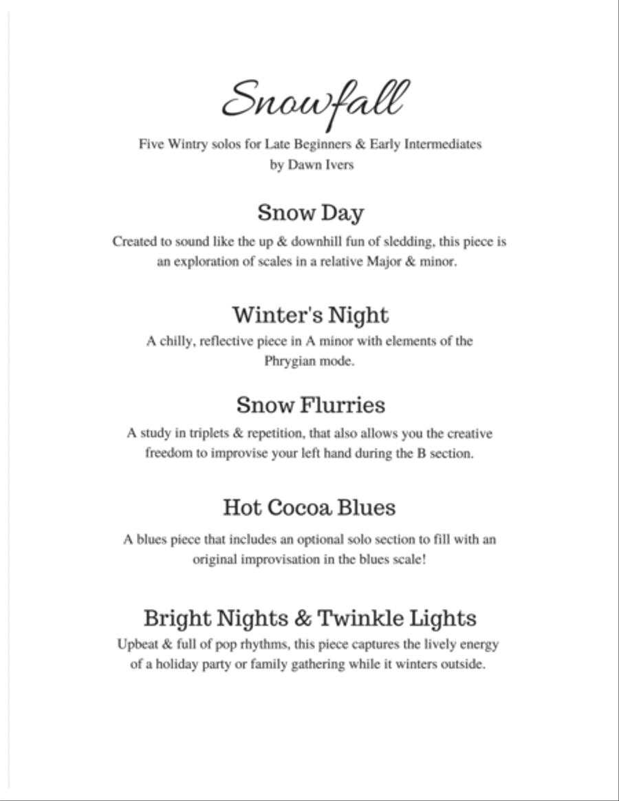 Snowfall - 5 wintry piano solos Piano Method scores gallery preview page 2