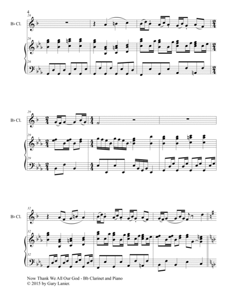 NOW THANK WE ALL OUR GOD (Duet – Bb Clarinet and Piano/Score and Parts) image number null
