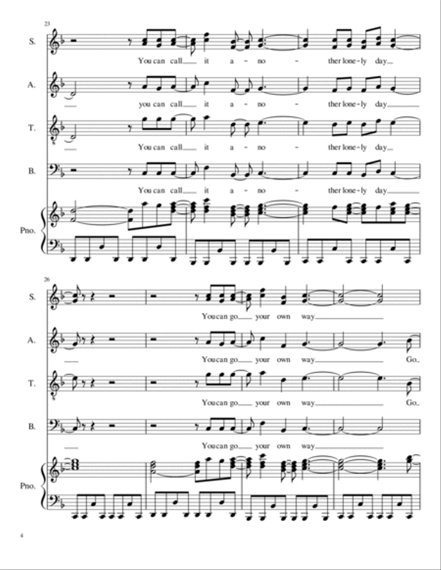 Go Your Own Way 4-Part scores gallery preview page 4