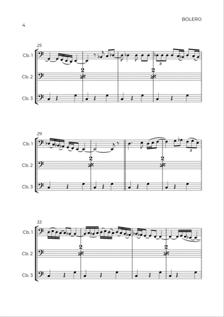 BOLERO - RAVEL - CONTRABASS TRIO String Trio scores gallery preview page 4