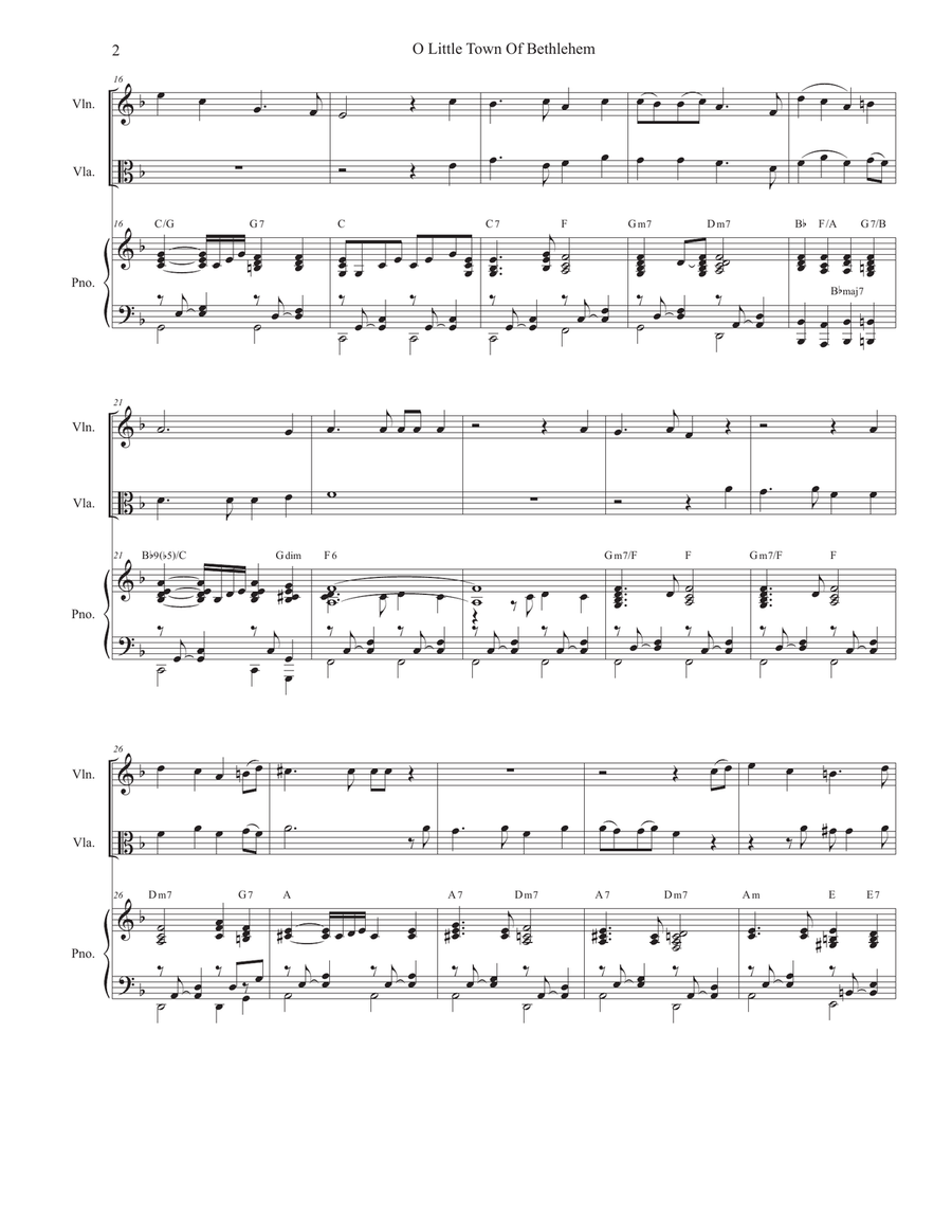 O Little Town Of Bethlehem (Duet for Violin and Viola) String Duet scores gallery preview page 2