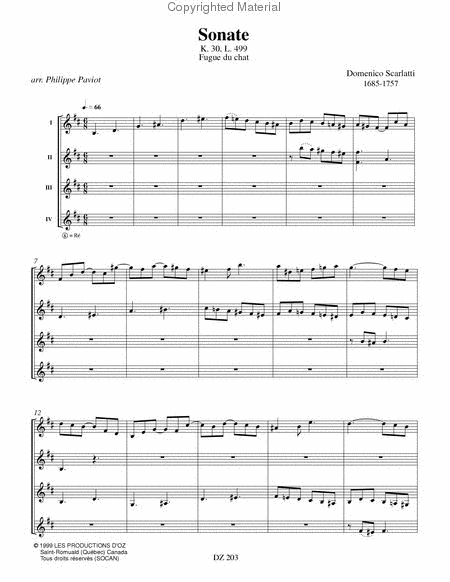 Sonate K. 30, L. 499 - Fugue du chat