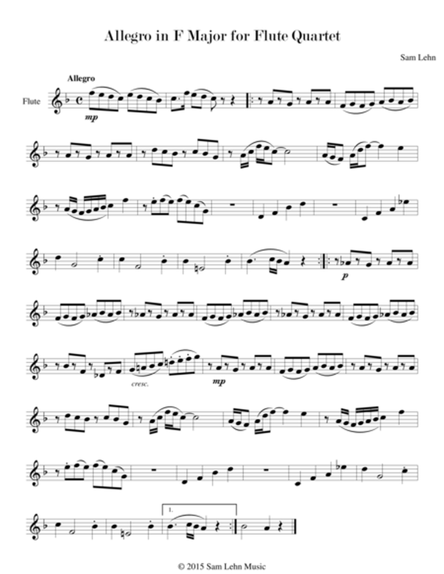 Allegro in F Major for Flute Quartet