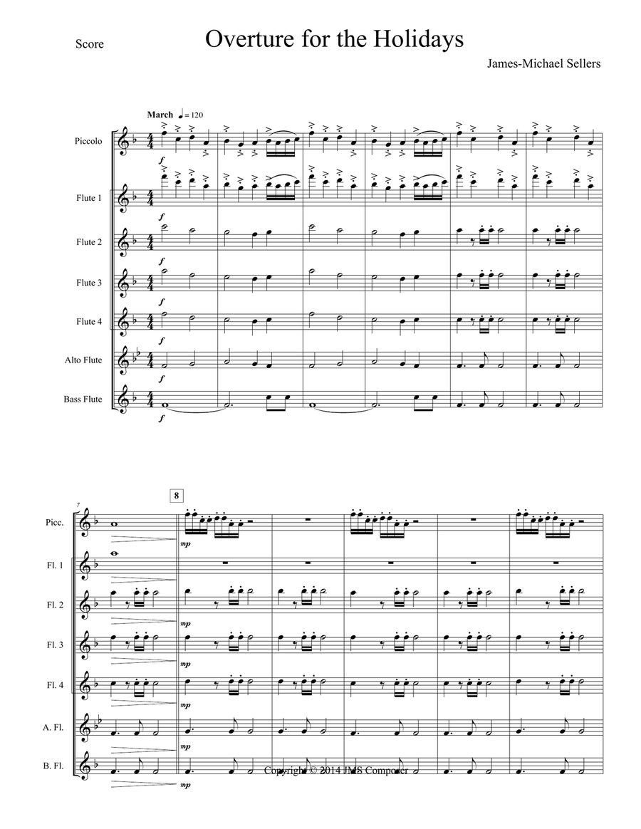 Overture for the Holidays (for Flute Choir) Flute Choir scores gallery preview page 2
