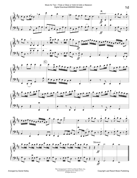 Handel's Messiah - Duet - for Flute or Oboe or Violin & Cello or Bassoon - Music for Two