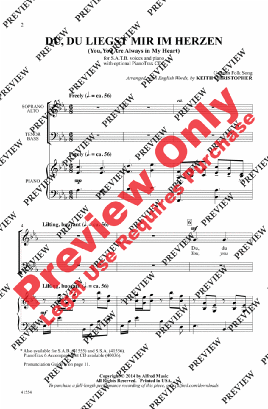 Du, Du Liegst Mir im Herzen 4-Part scores gallery preview page 2