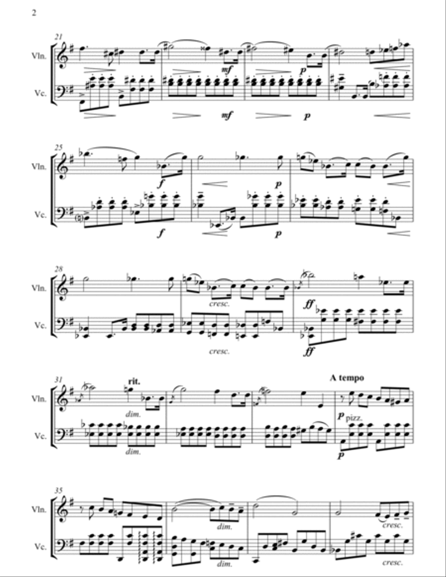 Chanson De Nuit - Violin & Cello Arrangement by The Chapel Hill Duo String Duet scores gallery preview page 3