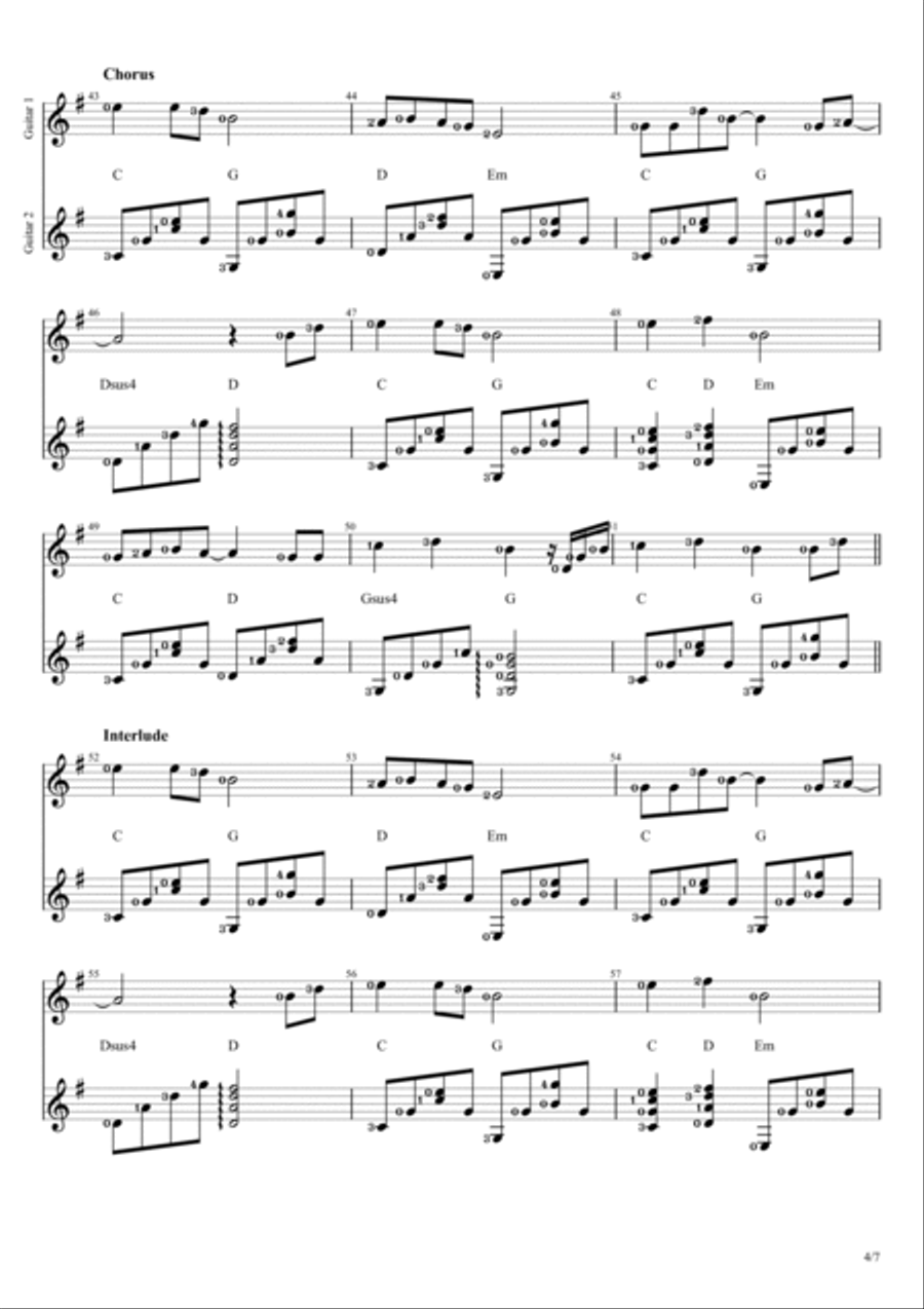 10,000 Reasons (Bless The Lord) Guitar Ensemble scores gallery preview page 4