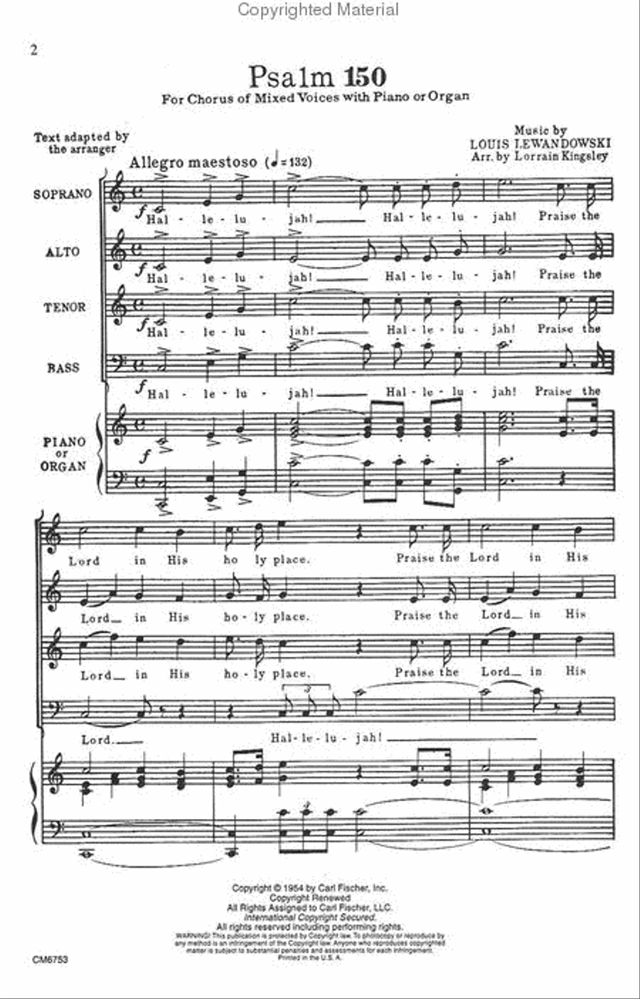 Psalm 150 4-Part scores gallery preview page 2