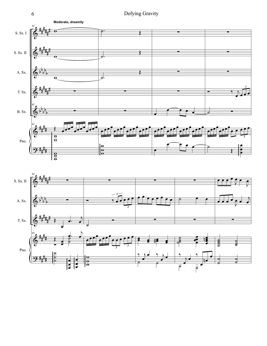 Defying Gravity Defying Gravity Saxophone Quintet scores gallery preview page 6