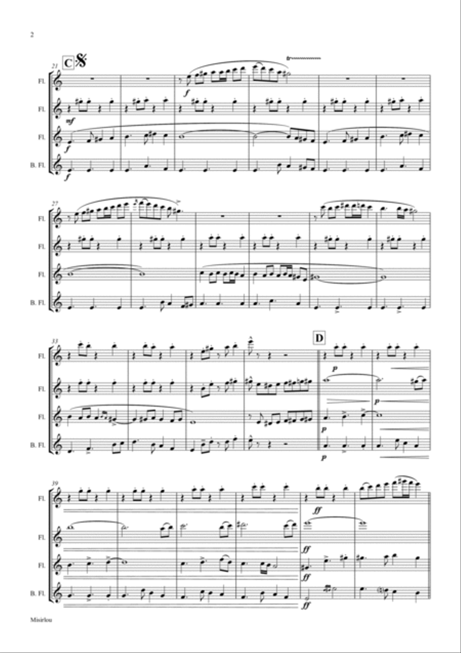 Misirlou - Pulp Fiction - Flute Quartet - C Flute Quartet scores gallery preview page 2