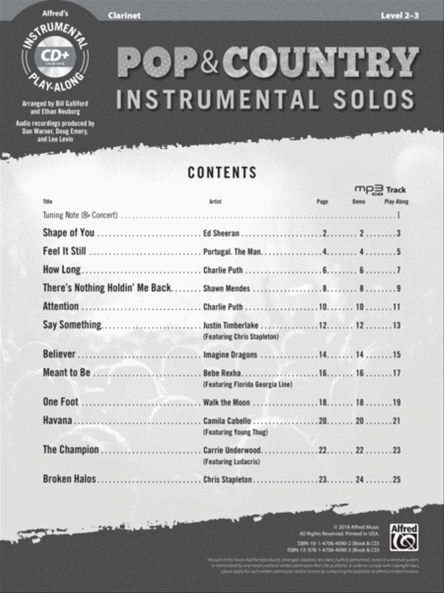 Pop & Country Instrumental Solos Clarinet Clarinet Solo scores gallery preview page 2
