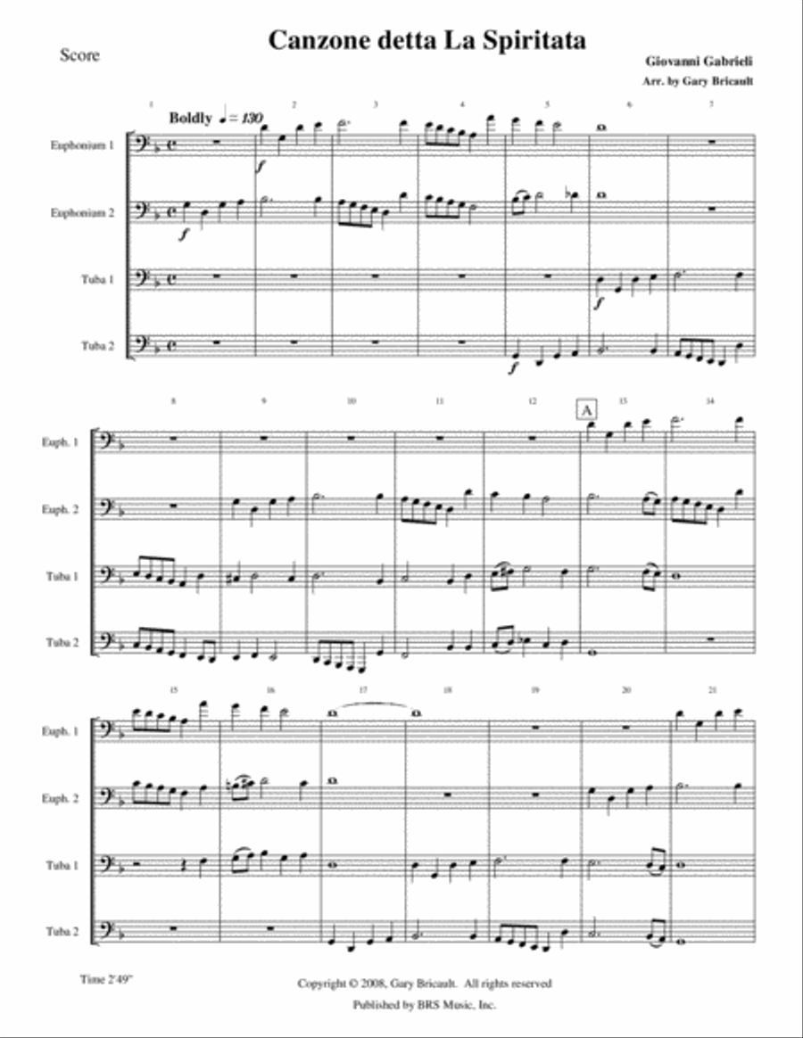 Canzone detta La Spiritata Brass Quartet scores gallery preview page 2