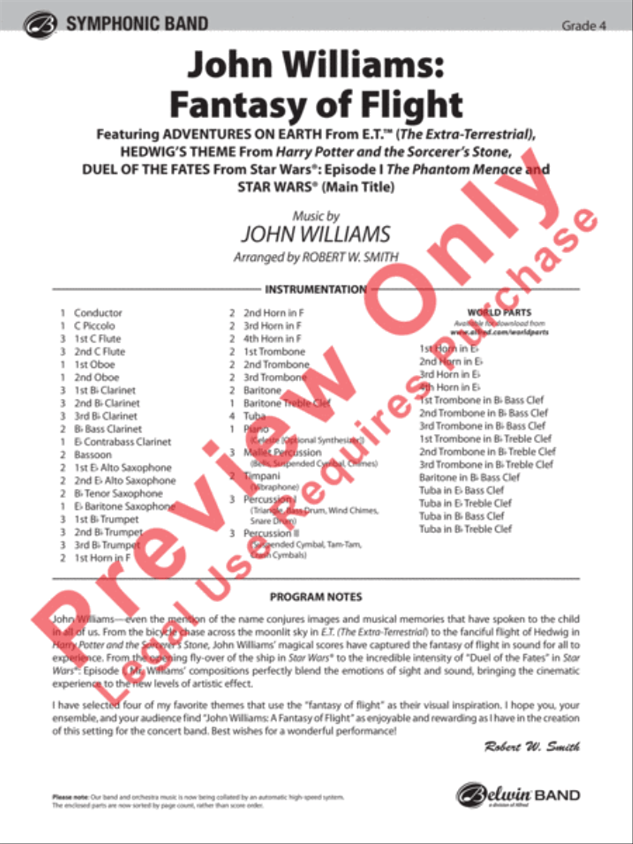 John Williams: Fantasy of Flight (Medley) Concert Band scores gallery preview page 2
