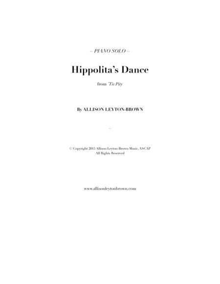 Hippolita's Dance - Expressive Piano Solo - by Allison Leyton-Brown image number null