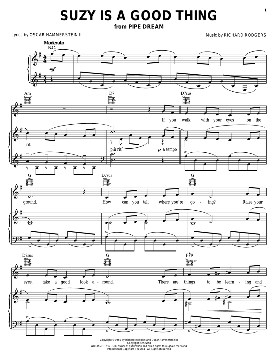 Suzy Is A Good Thing Piano, Vocal, Guitar scores gallery preview page 1