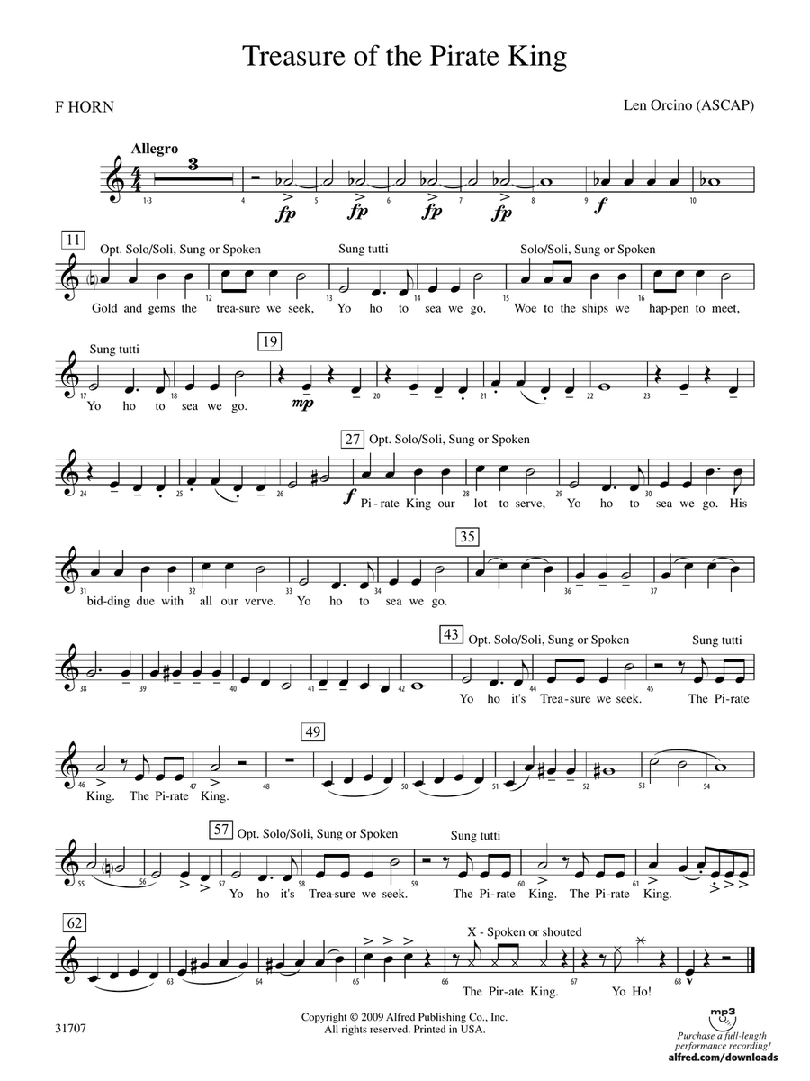 Treasure of the Pirate King: 1st F Horn