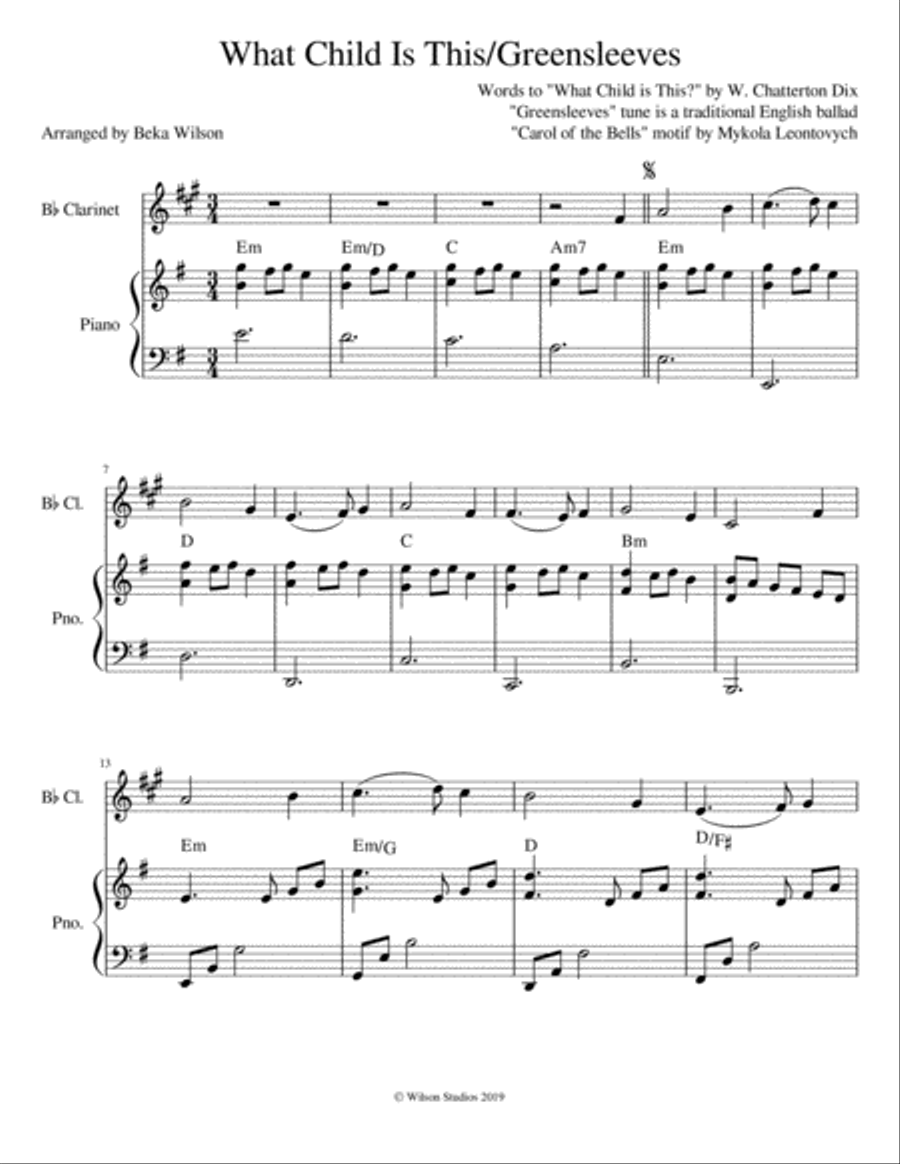 What Child is This?/Greensleeves--clarinet solo