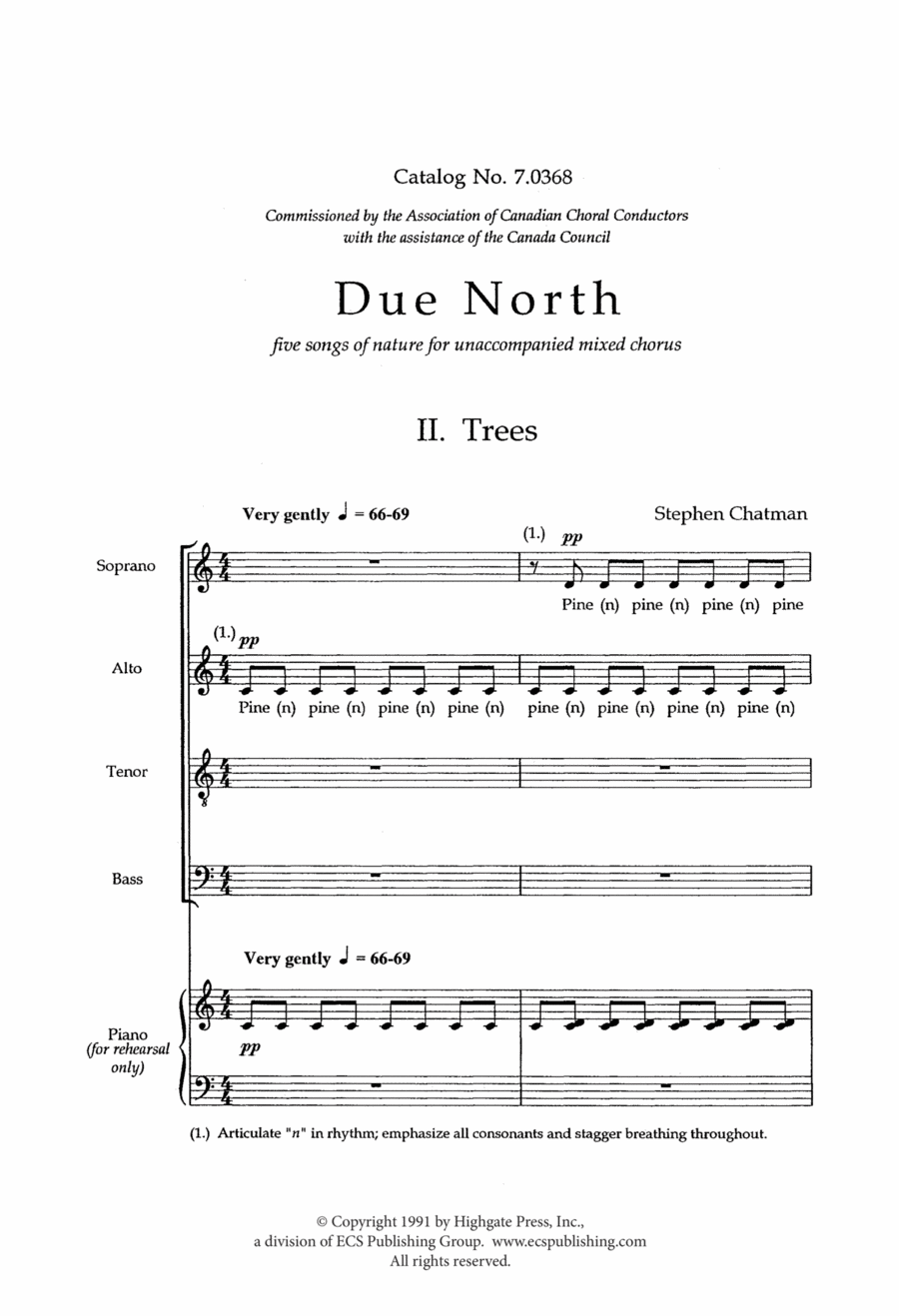 Due North: 2. Trees 4-Part scores gallery preview page 1
