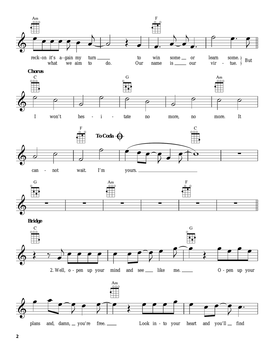 I'm Yours Ukulele scores gallery preview page 2