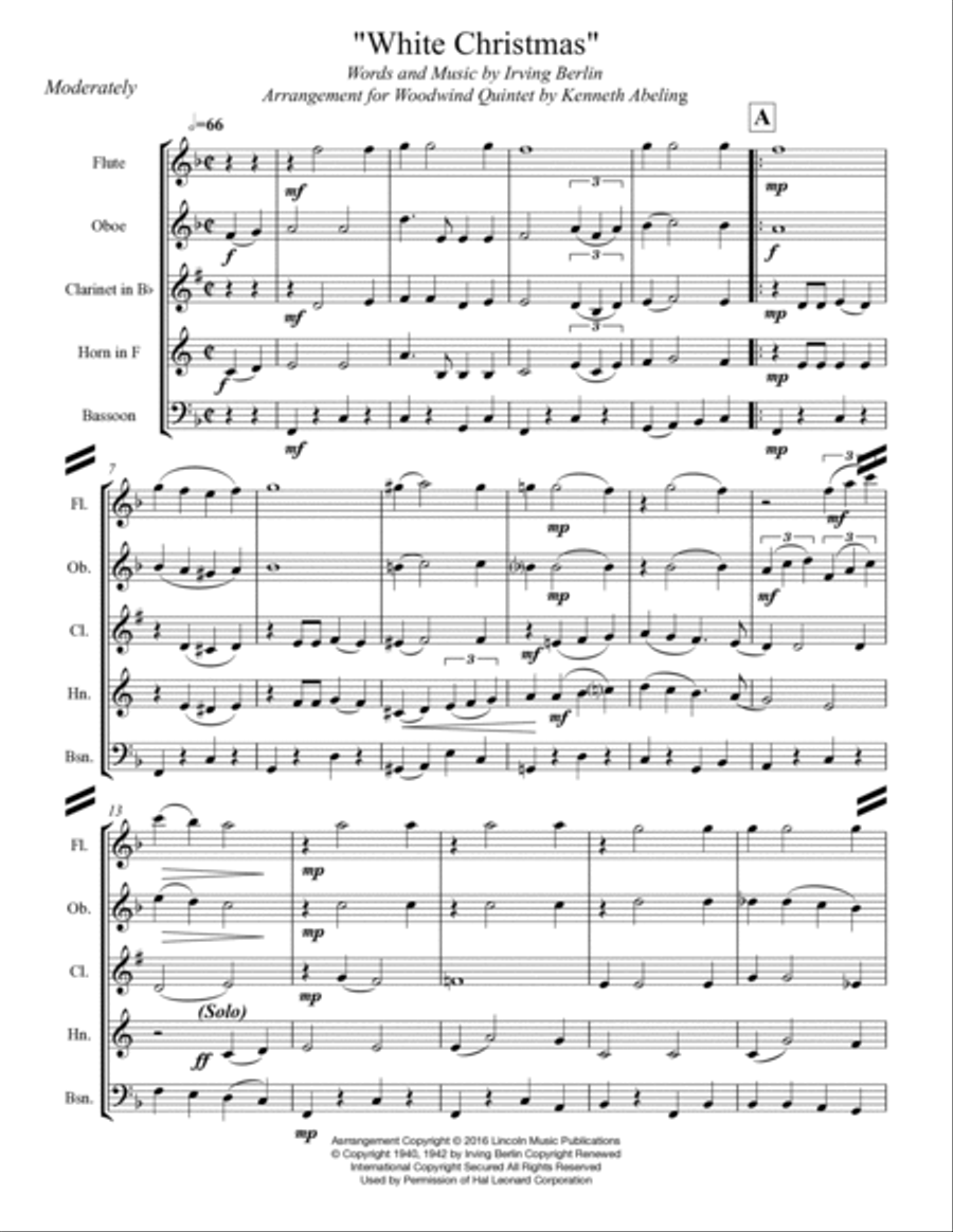 White Christmas Woodwind Quintet scores gallery preview page 2