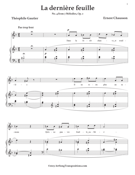 CHAUSSON: La dernière feuille, Op. 2 no. 4 (transposed to D minor)