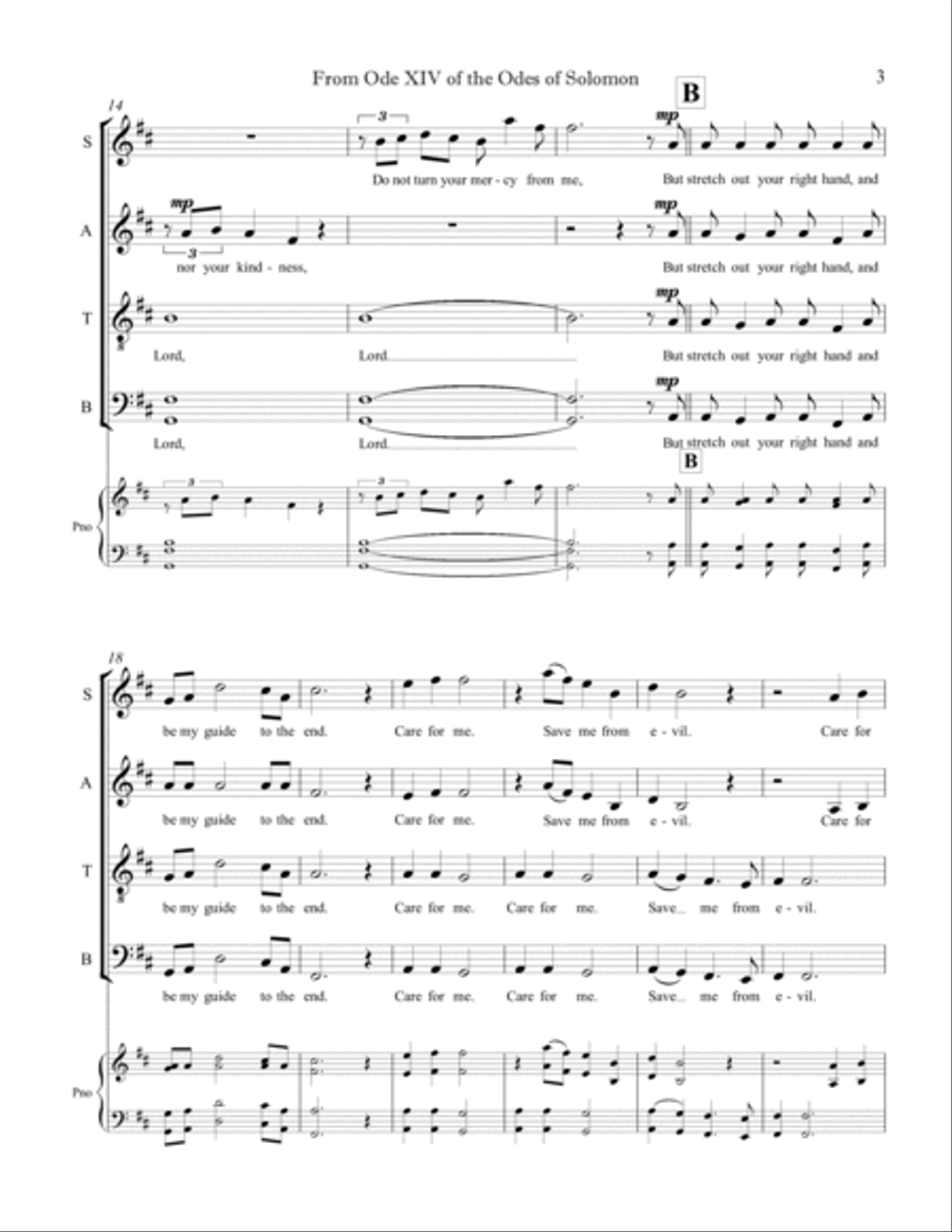 From Ode 14 of the Odes of Solomon 4-Part scores gallery preview page 5