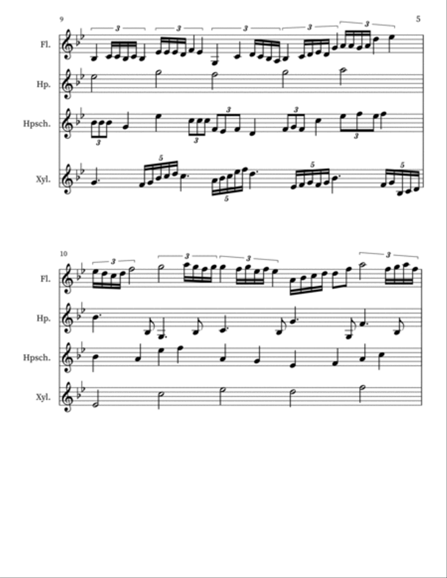 Z 86 (cross-patterns) for Flute, Harp, Harpsichord, Xyl. Small Ensemble scores gallery preview page 5